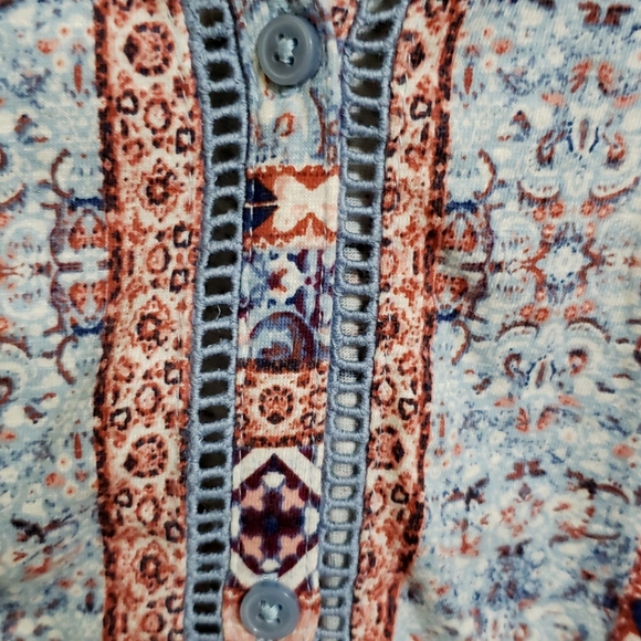 Style & Company Print Roll-tab Sleeve Button Front Shirt Top Women's 1X - Picture 8 of 11